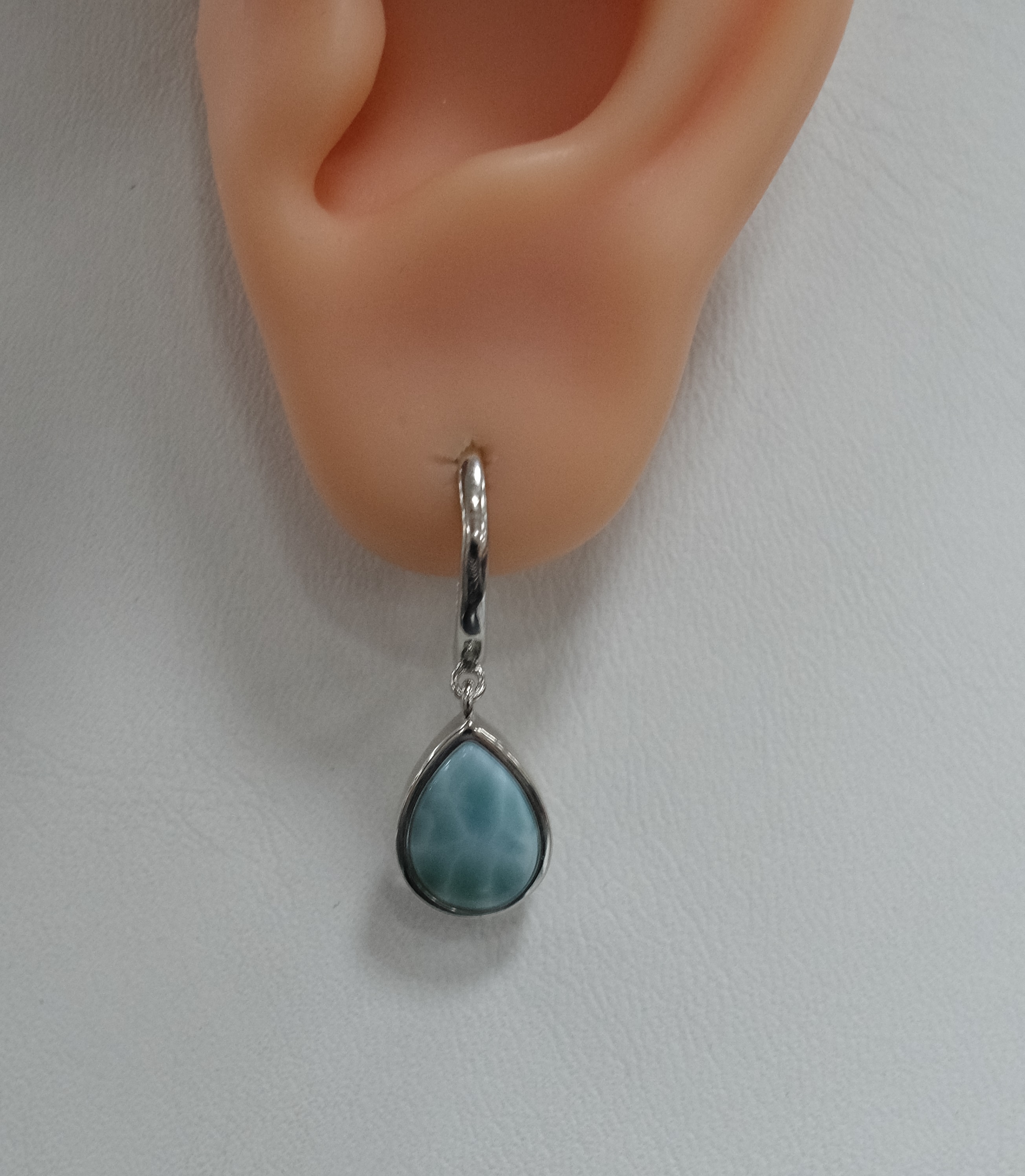 Серебряные серьги с ларимарами
